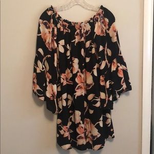 Black and pink floral dress